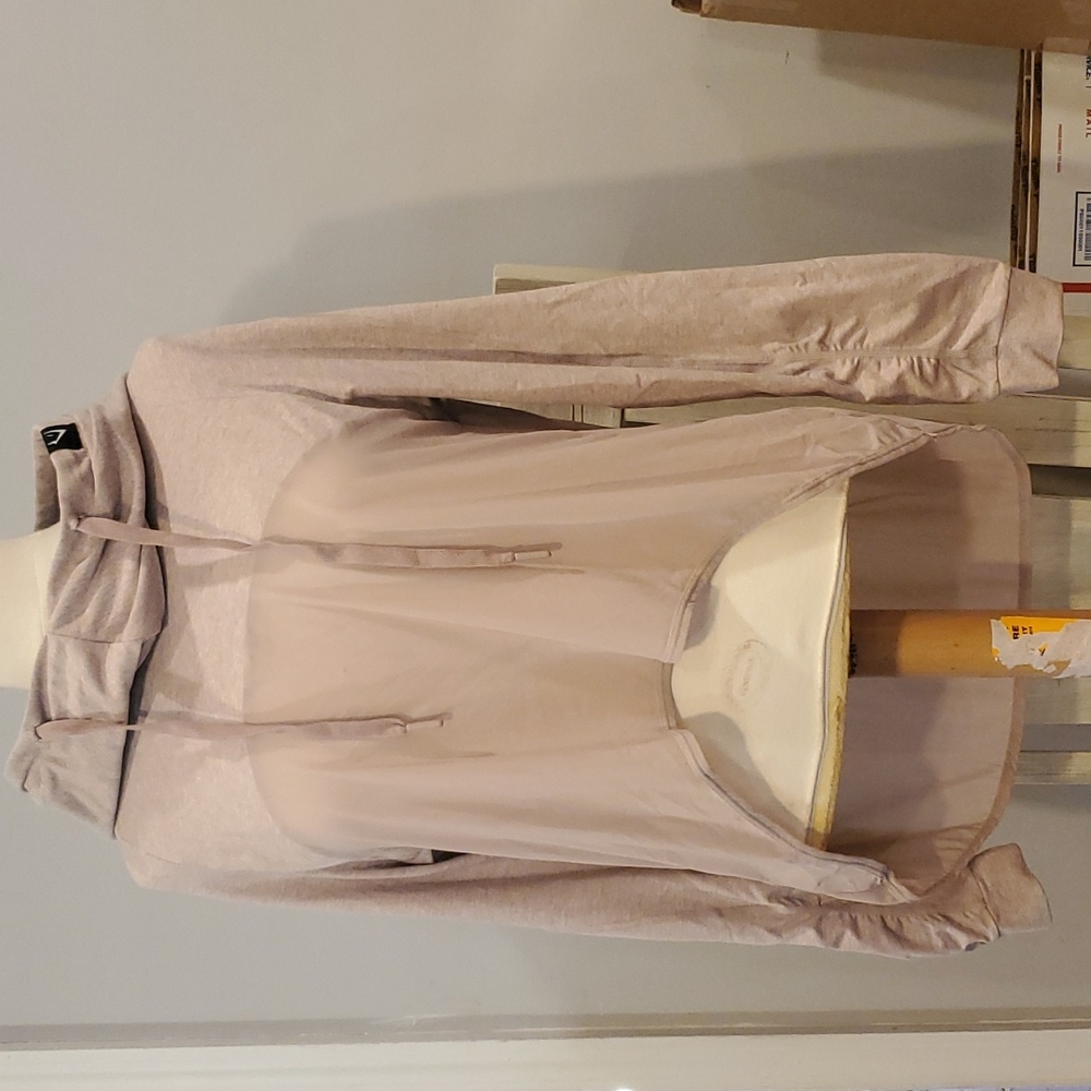 Gymshark Light Beige/Pink Hooded Cropped Sweatshirt